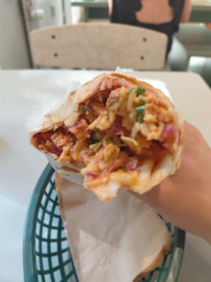 Jackfruit burrito without the top at Vital Foods in Copenhagen