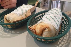 Pulled jackfruit and mushroom mince burritos at Vital Foods in Copenhagen