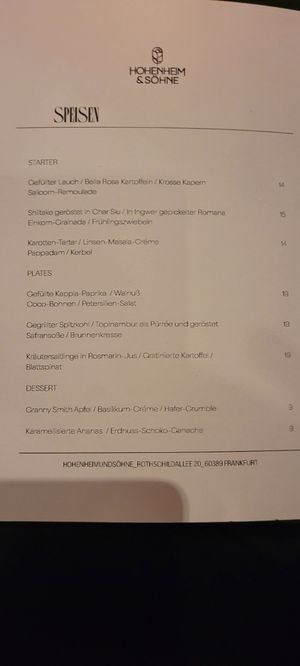  at Hohenheim & Söhne in Frankfurt