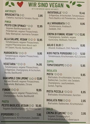 Vegan menu  at Vapiano - Constantinstraße in Cologne