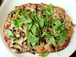 Vegan & gluten-free Pinsa Funghi at Vapiano - Constantinstraße in Cologne