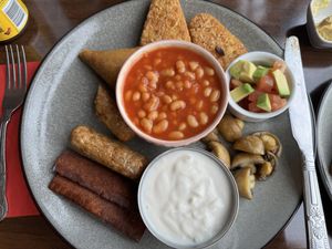 Vegan yoghurt option for the breakfast    at Namaste India in Norwich