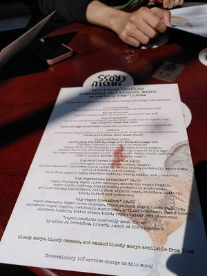 Breakfast menu at Teuchters Landing in Edinburgh