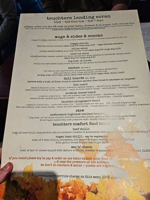 Menu 2 at Teuchters Landing in Edinburgh