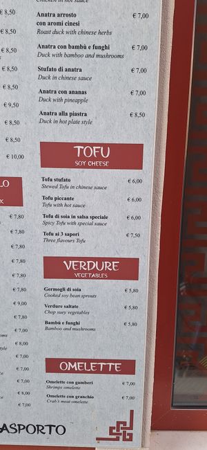 The vegan options at Nuova Hong Kong in Caorle