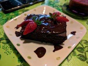 Vegan, gluten-free brownie at Akar Cafe in Lovina