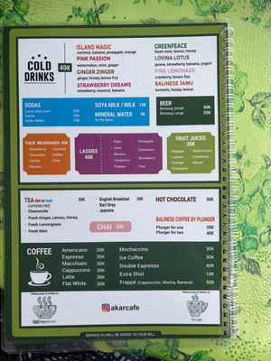 Menu 01  at Akar Cafe in Lovina