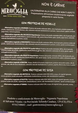Lista prodotti  at Meravoglia Veganeria Napoletana in Casaluce