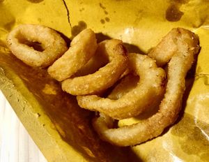 Onion rings   at 24 Burger Street in Milan
