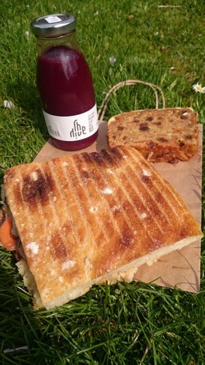 Grilled tofu focaccia sandwich  at G and T Coffee House in East London