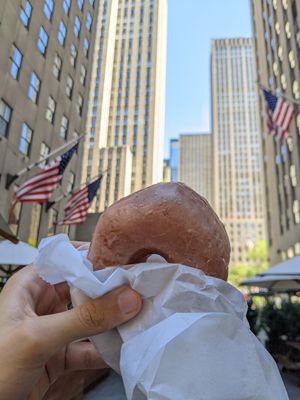 vegan doughnut in rockerfeller center at Dough Doughnuts - Rockefeller in New York City