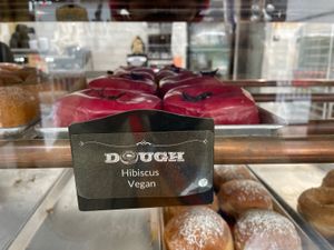 Vegan hibiscus donut  at Dough Doughnuts - Rockefeller in New York City