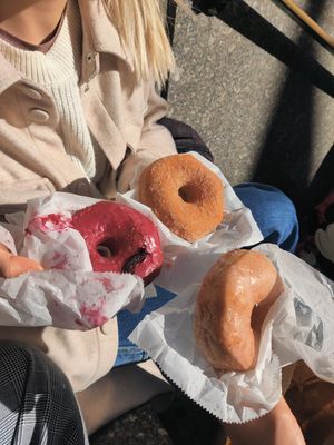 The three vegan doughnuts at Dough Doughnuts - Rockefeller in New York City