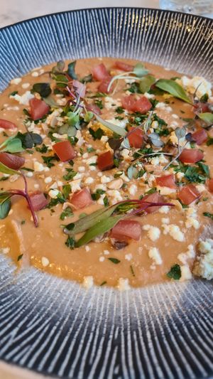 Vegan salmorejo at Castillo De Monda in Monda