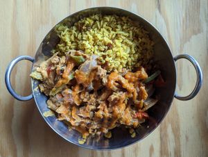 Soy Curl Tikka Masala Bowl at The Sudra in Beaverton