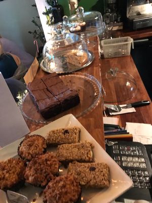 Selection of vegan cakes  at Beanos in Folkestone