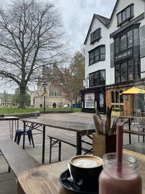 Views of the cathedral  at The Cheeky Vegan in Exeter