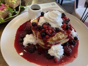 Pancake stack  at The Cheeky Vegan in Exeter