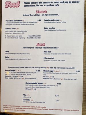 Food menu (Feb 2025)  at The Cheeky Vegan in Exeter
