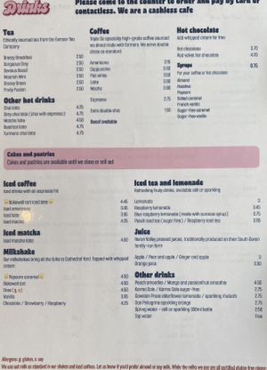 Drinks menu (Feb 2025)  at The Cheeky Vegan in Exeter