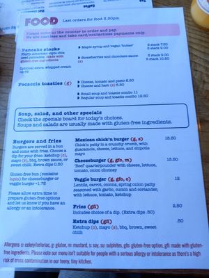 Standard menu. at The Cheeky Vegan in Exeter