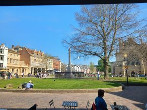 Outlook from inside restaurant. at The Cheeky Vegan in Exeter
