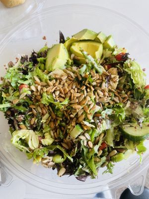 Vegan salad with avocado and artichokes added  at Vinaigrette Salad Kitchen  in Louisville