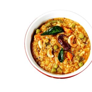Traditional South Indian rice dish hailing from the state of Karnataka made by cooking rice, lentils (typically toor dal), and vegetables together with a special spice blend.  at Curry in a Hurry in Omaha