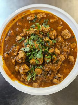 Soy chunk pepper fry: A spicy and savory delight featuring protein-rich soy chunks stir-fried with aromatic spices, crunchy peppers, and onions for a flavorful, high-protein dish.  at Curry in a Hurry in Omaha