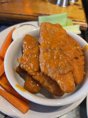 I had to ask the bartender twice if he was SURE this was vegan chicken…. It taste just like the real thing! Scary good!   at Johnny Rads in Baltimore