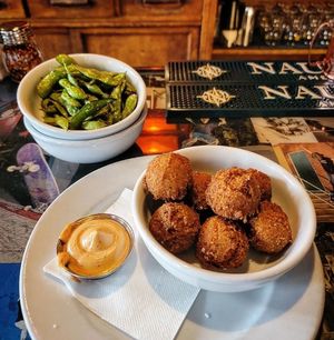 Fried Edamame, Huf Puppies with Spicy Chipotle Mayo at Johnny Rads in Baltimore