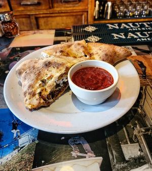 Calzone Special with Vegan Meatballs and Mozzarella at Johnny Rads in Baltimore