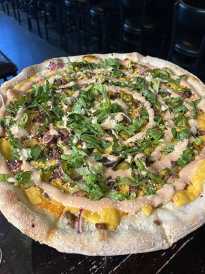 Cheeseburger pizza   at Johnny Rads in Baltimore