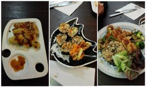 Spring Rolls, Sushi, Vegan Plate - 36 Euro at TerraZen Centre in Amsterdam