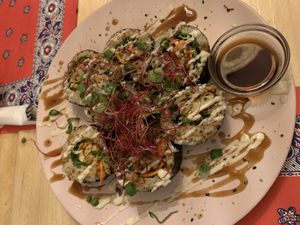 Shingen Sushi- very fatty- no flavour but fat- very expensive  at TerraZen Centre in Amsterdam