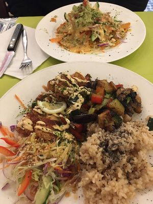Vegan plate and nachos    at TerraZen Centre in Amsterdam