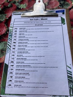 Menu in August 2022  at TerraZen Centre in Amsterdam