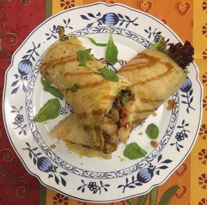 crispy chicken roti wrap- TO DIE FOR  at TerraZen Centre in Amsterdam