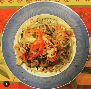 noodles with veg at TerraZen Centre in Amsterdam