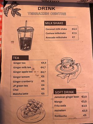 Menu  at TerraZen Centre in Amsterdam