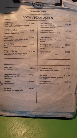 Menu juli 2024 at TerraZen Centre in Amsterdam