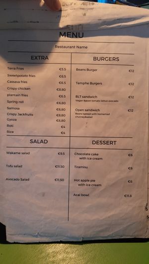 Menu juli 2024 at TerraZen Centre in Amsterdam