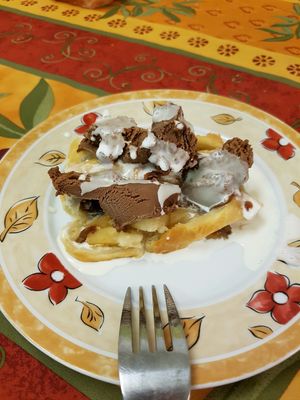 warm Apple pie with ice cream at TerraZen Centre in Amsterdam