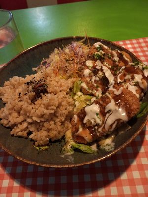 The tempeh, rice and salad dish was yummy. at TerraZen Centre in Amsterdam