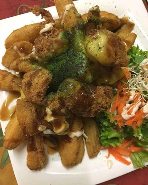 Chicken and fries  at TerraZen Centre in Amsterdam