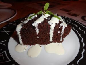 Chocolate cake at TerraZen Centre in Amsterdam