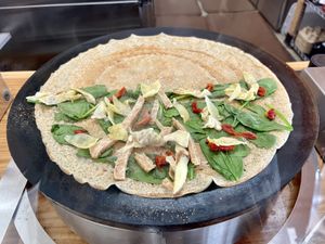 The Picnic w/added Gardein chick’n (before the cheese)  at Cup & Crêpe in Everett