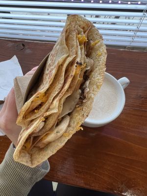 Savory crepes can be made with vegan cheese and meats  at Cup & Crêpe in Everett