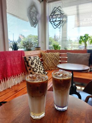 Lattes with soy milk at Cup & Crêpe in Everett