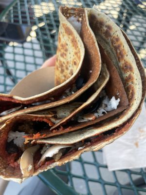 Red slice with buckwheat and vegan sausage   at Cup & Crêpe in Everett